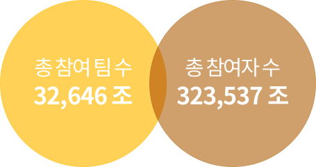 총 참여 팀 수 32,646조 / 총 참여자 수 323,537명