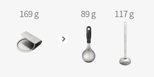 국자 홀더 169g > 서빙 국자 89g 사각 국자 117g
