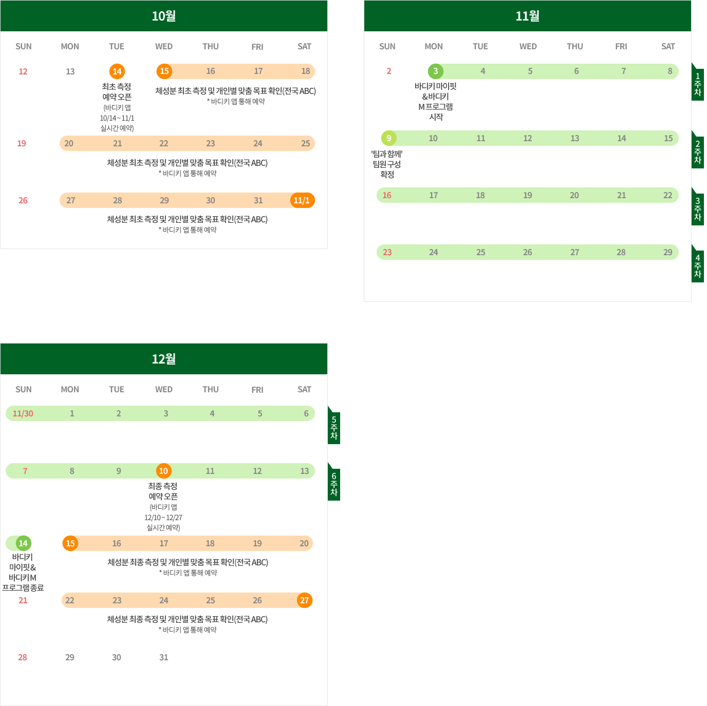 5월 6월 7월 8월 바디키 마이핏 & 바디키 M 프로그램 상세일정