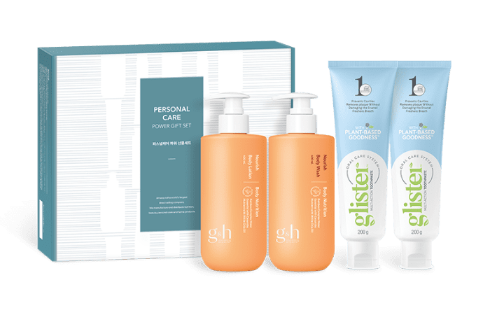 글리스터 프로액션 컴플리트 치약 200 g 1개, g&h 너리쉬 바디 로션 400 ml 1개 제품 사진