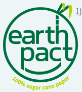 earth pact 로고 100% sugar cane paper
